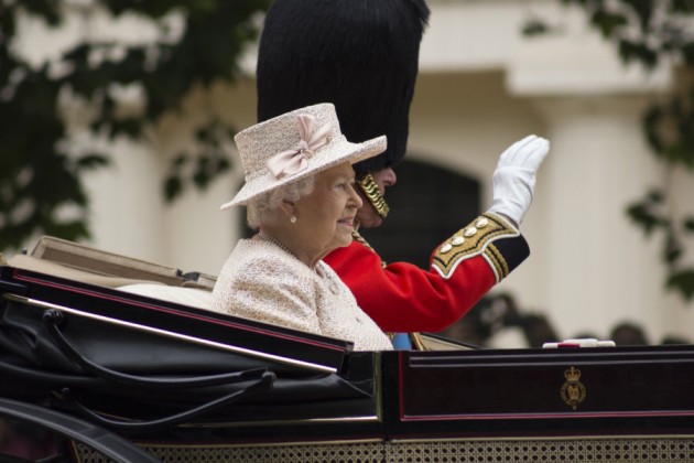 Queen Elizabeth riding in a carriage